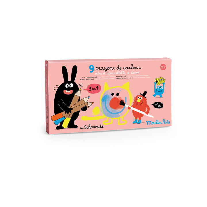 Matite colorate 3 in 1, 9pz Les Schmouks