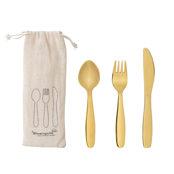 Set di posate in acciaio inox, Oro | Bloomingville mini