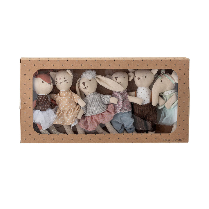 Bambole Amici animali rosa, set da 6 | Bloomingville mini