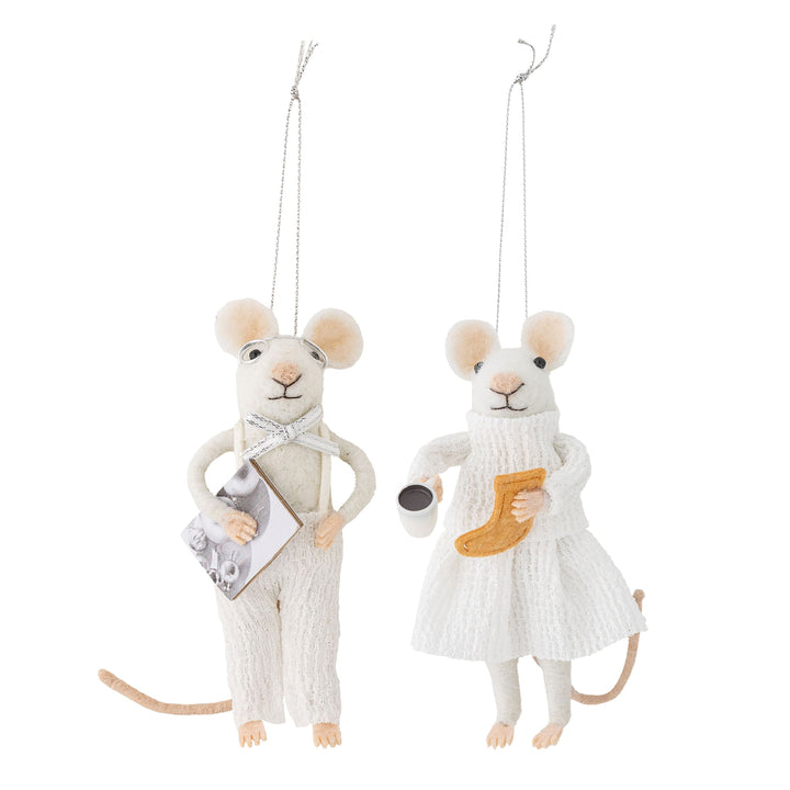 Christmas Ornament, Set of 2 Grandparents Mice