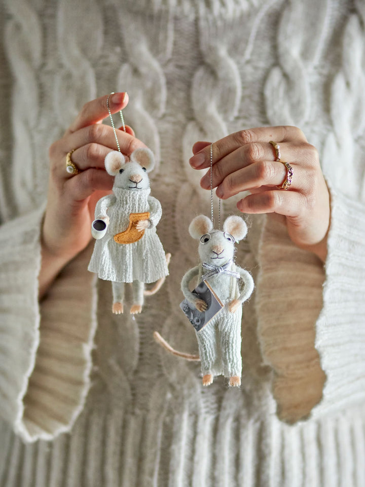 Christmas Ornament, Set of 2 Grandparents Mice