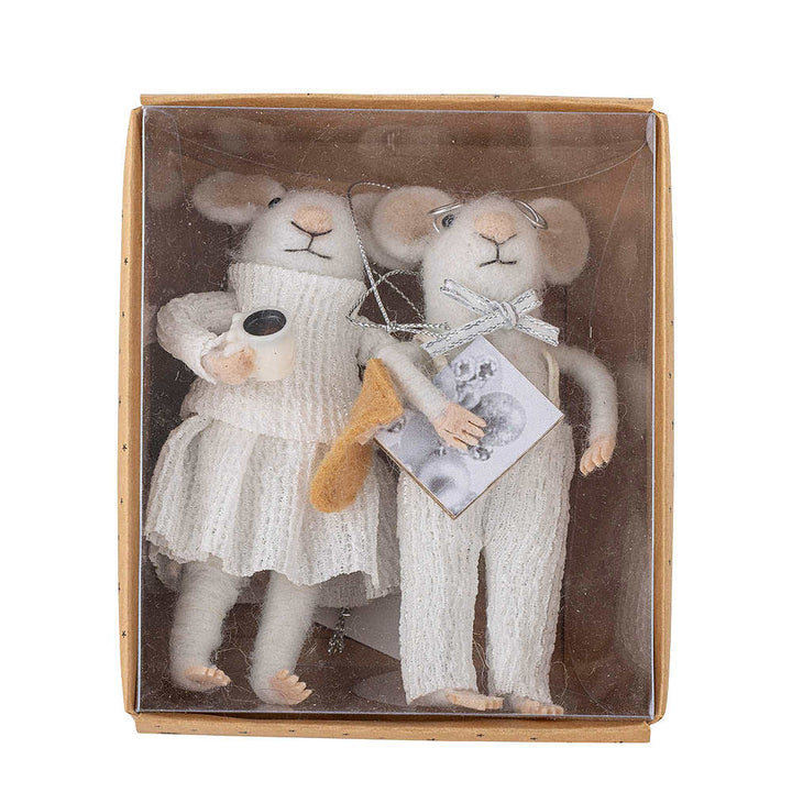 Christmas Ornament, Set of 2 Grandparents Mice
