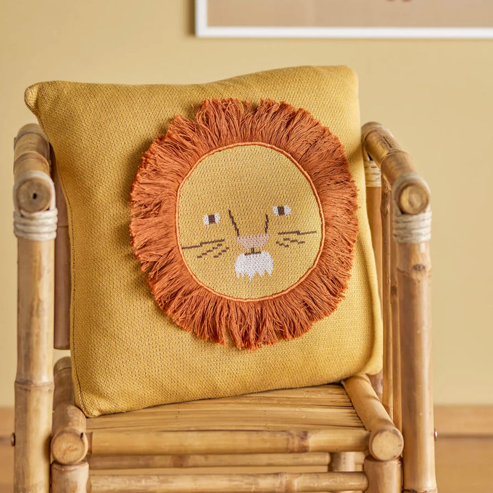 Cuscino giallo in cotone, Leone | Bloomingville mini