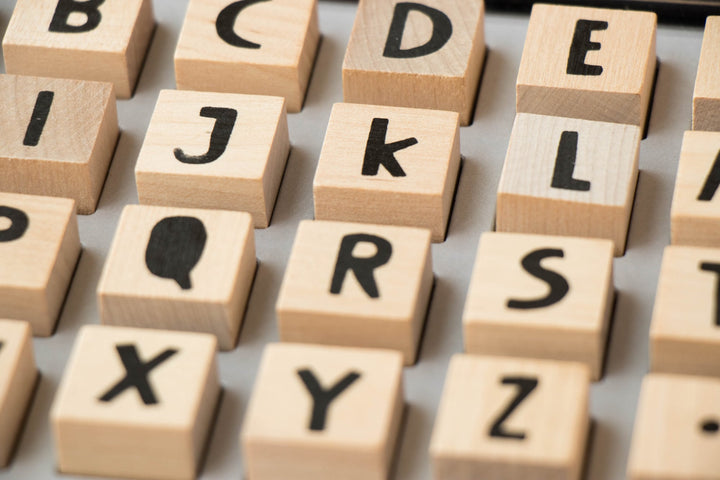 Stamps create your own words, 28 wooden letters
