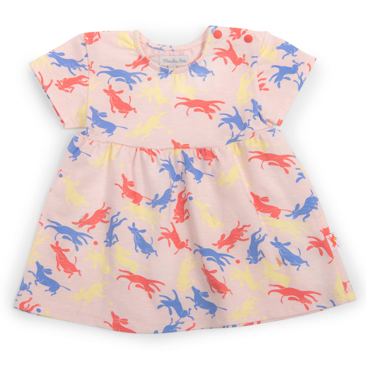Printed pink cotton dress, Laura