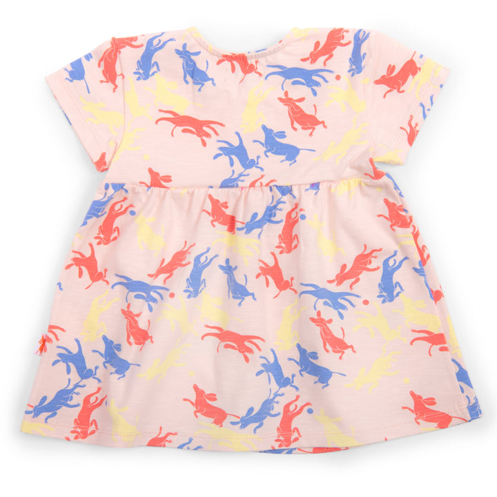 Printed pink cotton dress, Laura