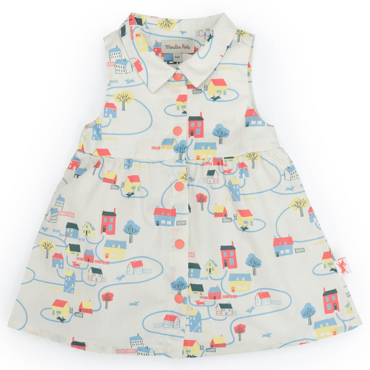 Sleeveless dress in organic cotton, Lea