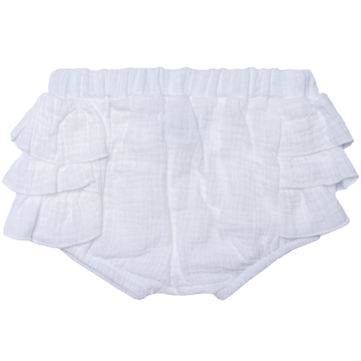 Bloomer Diaper Cover with Ruffle, White