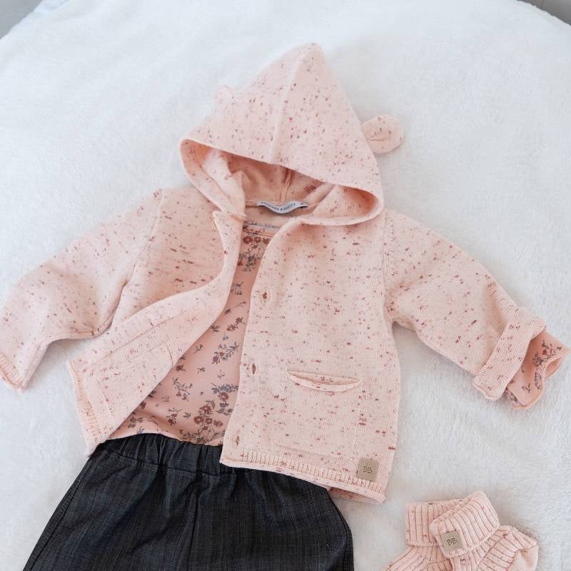 Cardigan con cappuccio in bambù organico Water pink| Bamboom