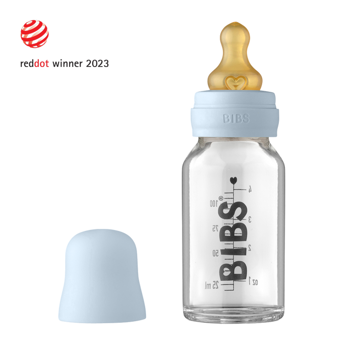 Biberon in vetro Bibs 110ml, Baby blue | Baby Glass Bottle Set