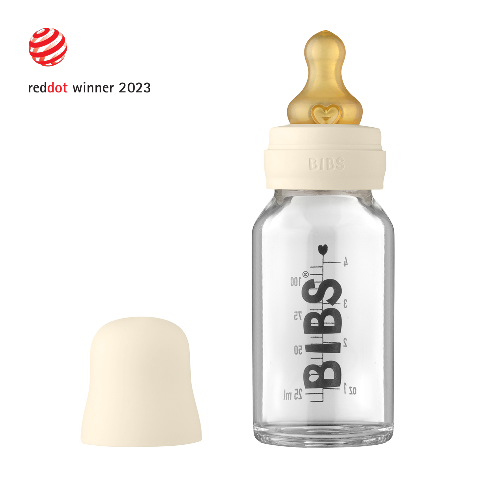 Biberon in vetro Bibs 110ml, Ivory | Baby Glass Bottle Set