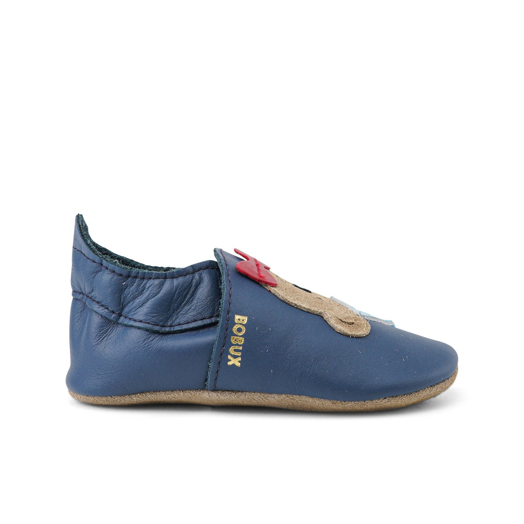 Babbucce in pelle morbida, Party bear navy | Bobux soft sole