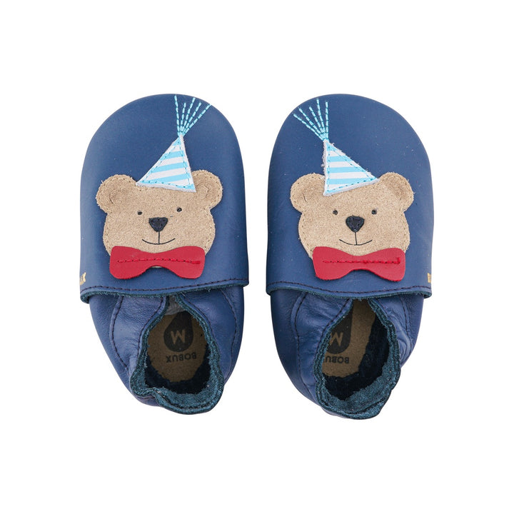 Babbucce in pelle morbida, Party bear navy | Bobux soft sole