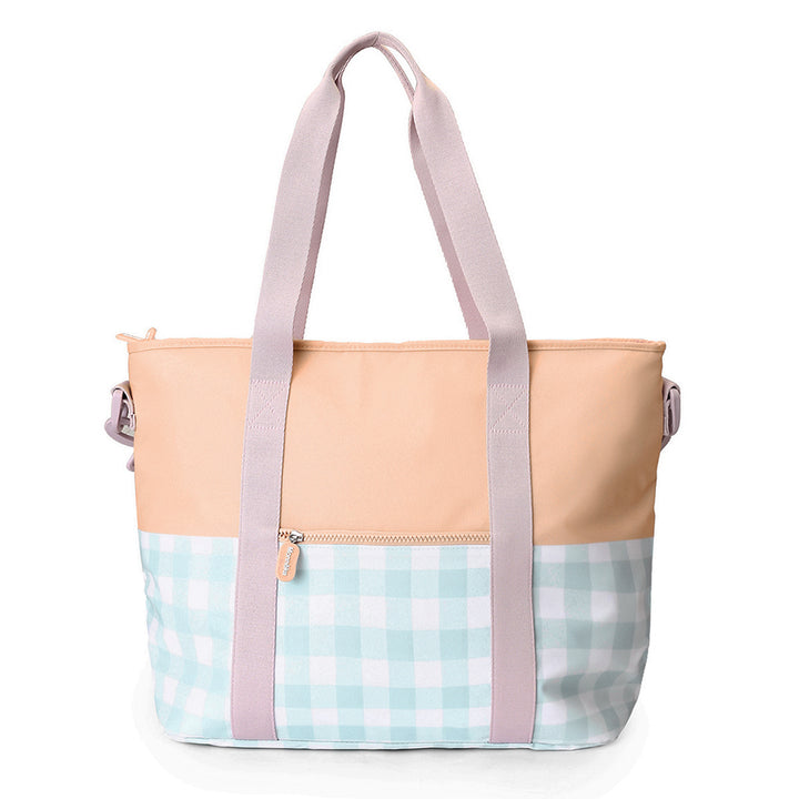 Borsa termica impermeabile Quadretti aqua albicocca