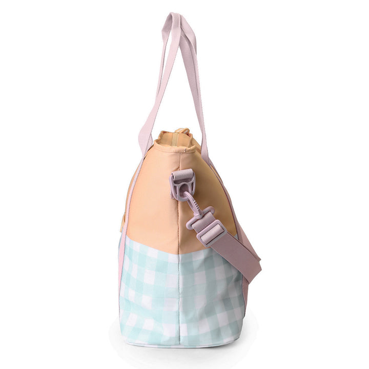 Borsa termica impermeabile Quadretti aqua albicocca