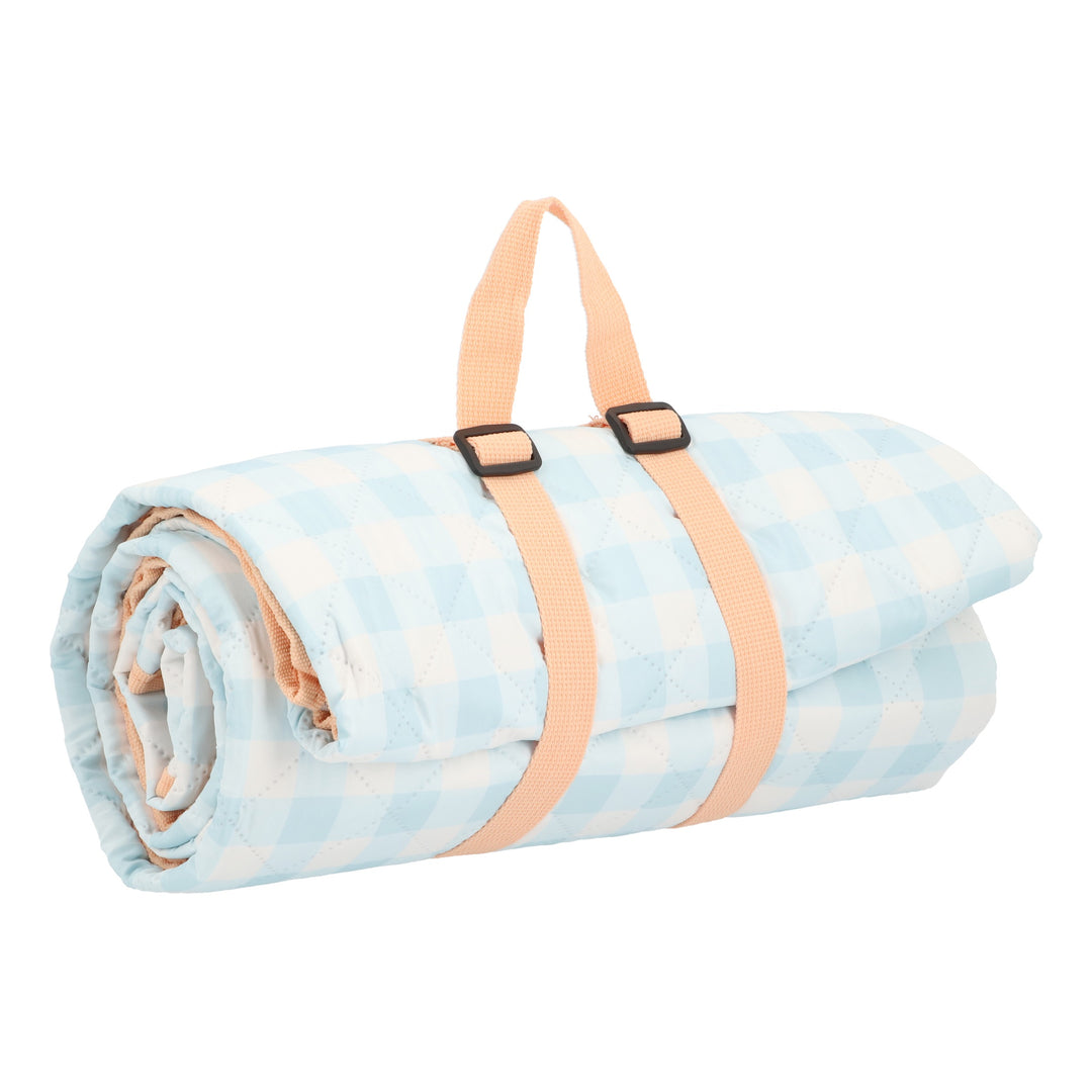 Water-repellent Picnic blanket 140x170cm, Aqua checks