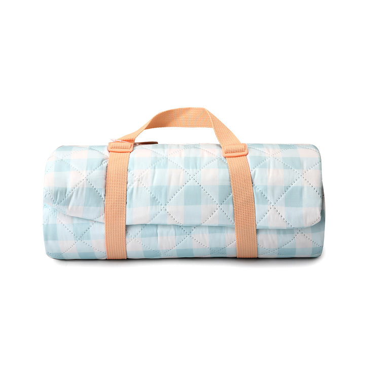 Water-repellent Picnic blanket 140x170cm, Aqua checks