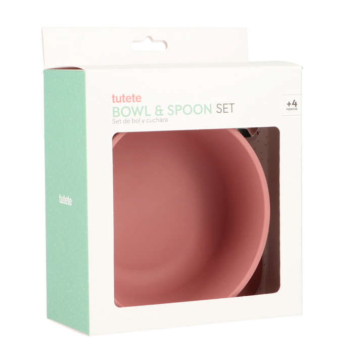 Silicone Suction Cup Bowl with Spoon, Terracotta