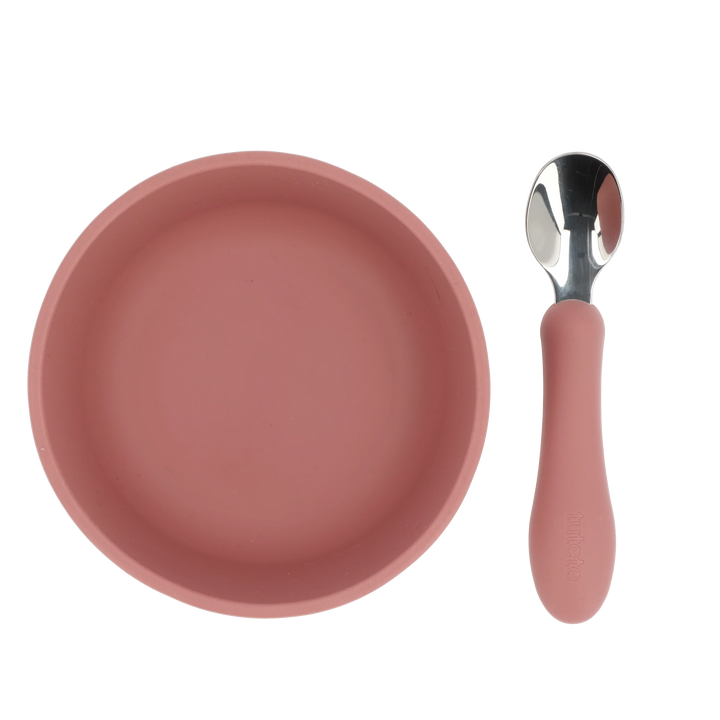 Silicone Suction Cup Bowl with Spoon, Terracotta