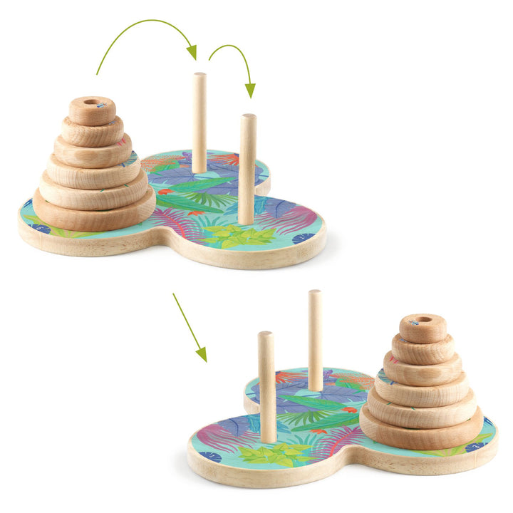 Wooden patience and logic game, Tour d'Hanoï