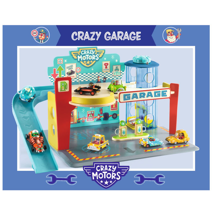 Wooden garage for Crazy Motors toy cars