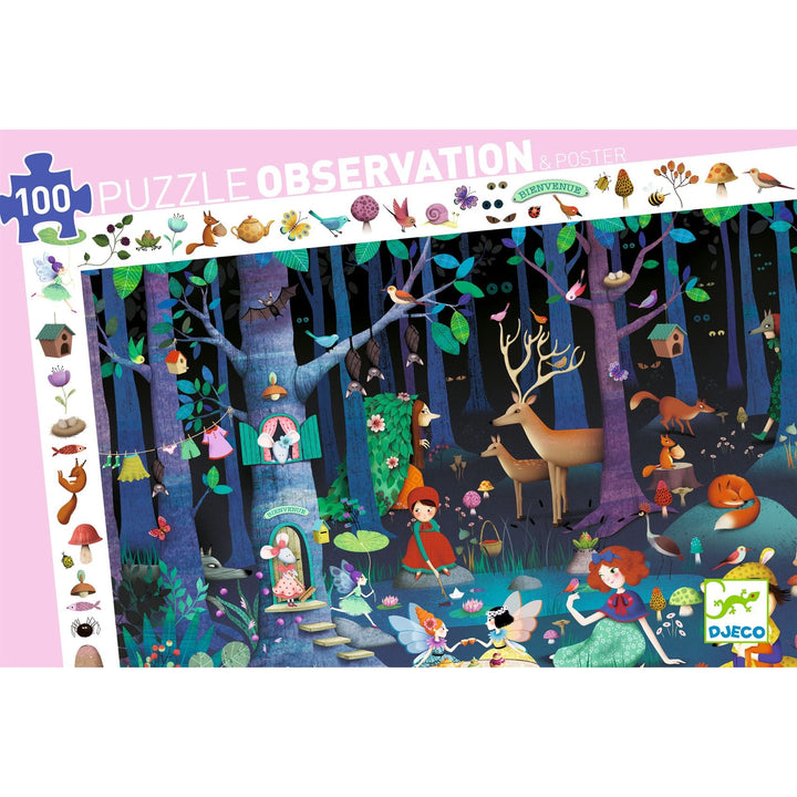 Djeco | Puzzle d'osservazione foresta incantata, 100pz