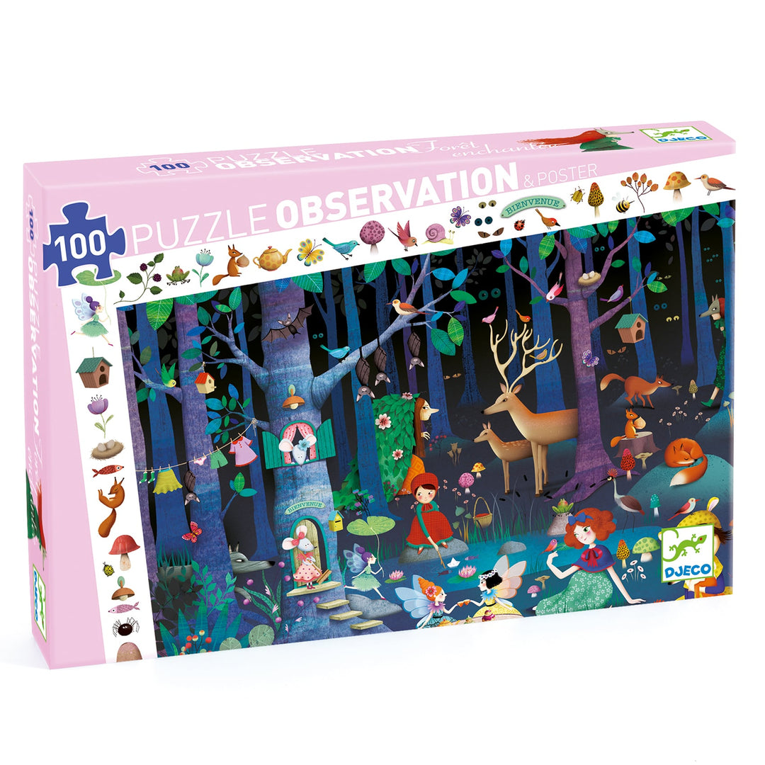 Djeco | Puzzle d'osservazione foresta incantata, 100pz