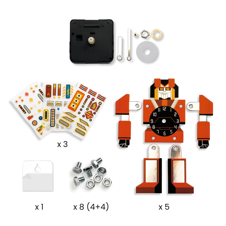 Crea un orologio a forma di robot, Kit fai da te | Djeco DJ07984