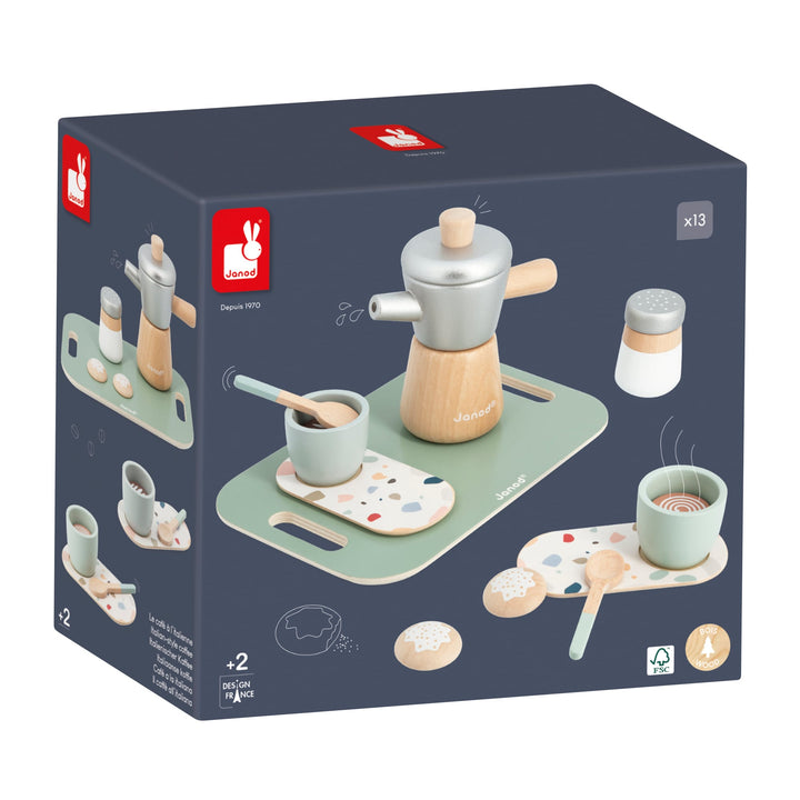 Italian coffee in wood