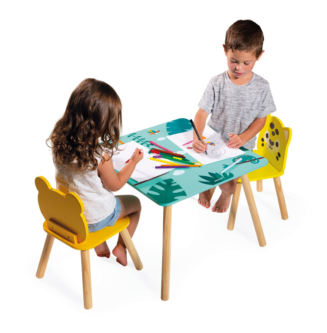 Set tavolo e sedie in legno per bambini, Tropik | Janod