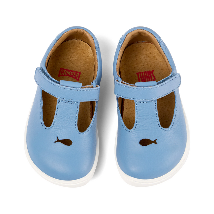 Scarpe con cinturino a T in pelle blu, Twins | Camper bambini