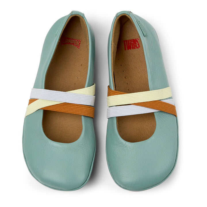 Ballerine verde in pelle per bambina, Twins
