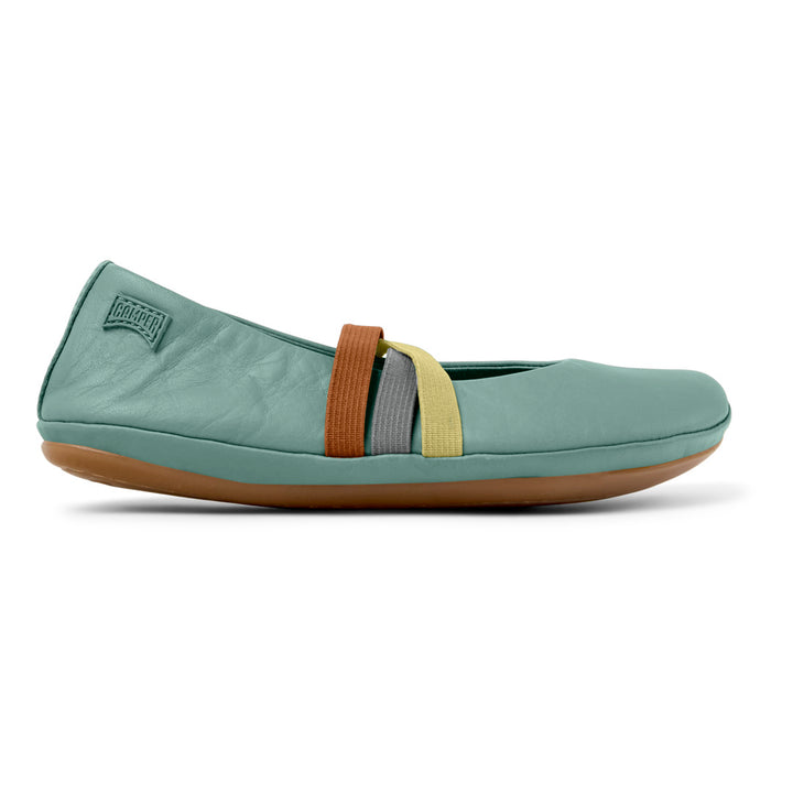Ballerine verde in pelle per bambina, Twins
