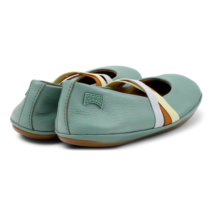 Ballerine verde in pelle per bambina, Twins