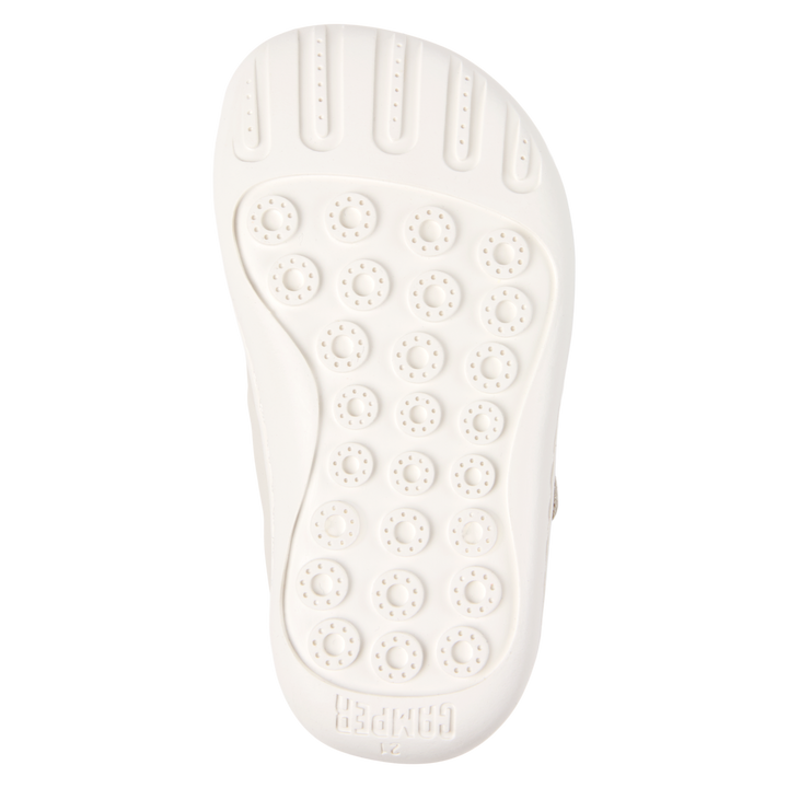 Sandali chiusi con cinturino a T in pelle bianco con fiocchi