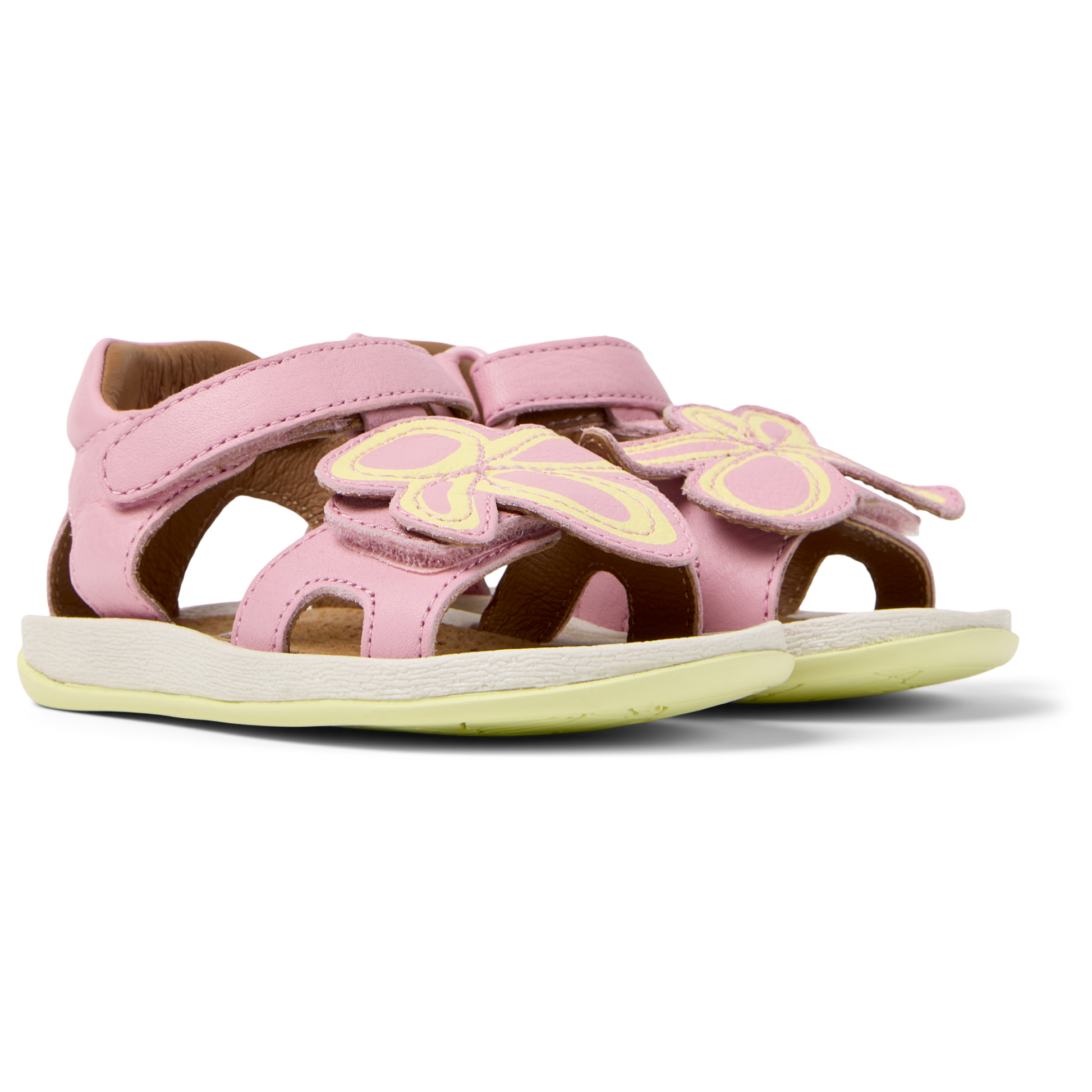 Sandali aperti in pelle rosa fiori, Twins