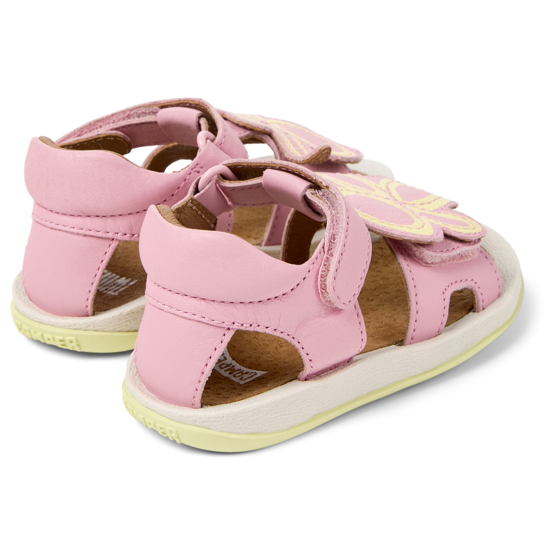 Sandali aperti in pelle rosa fiori, Twins