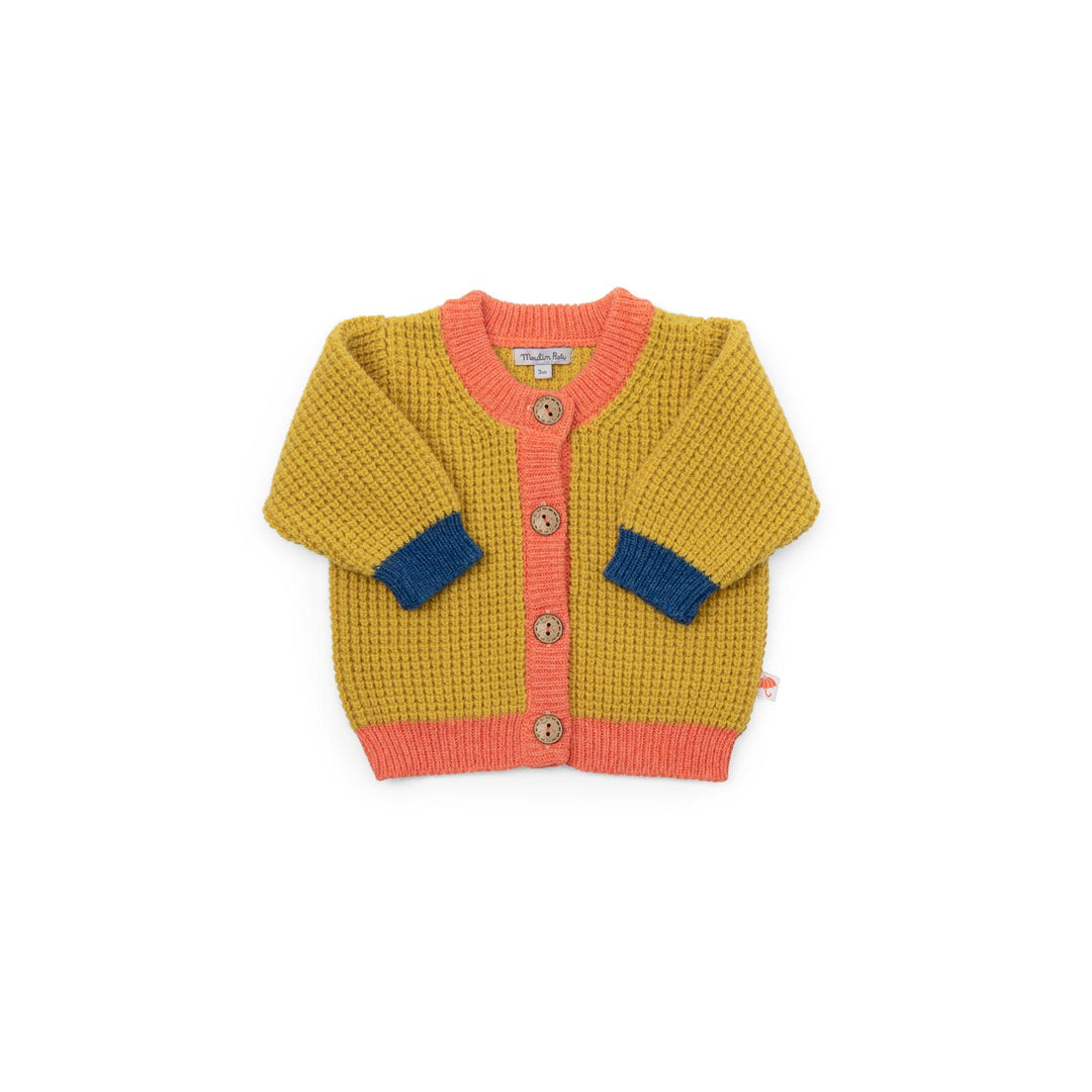 Cardigan in maglia grossa tricolore, Karel
