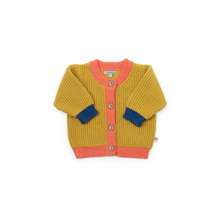 Cardigan in maglia grossa tricolore, Karel