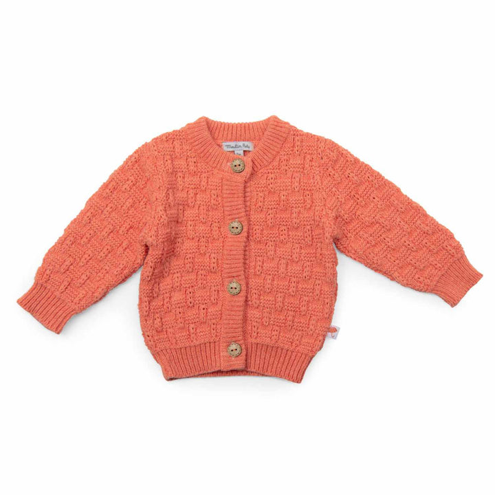 Cardigan in maglia a fantasia corallo, Karite