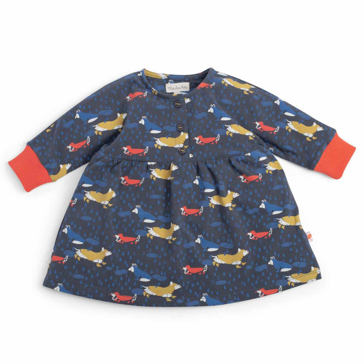 Warm cotton dress blue dogs, Kloe