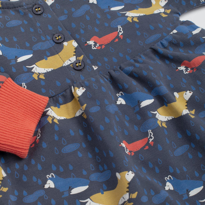Warm cotton dress blue dogs, Kloe