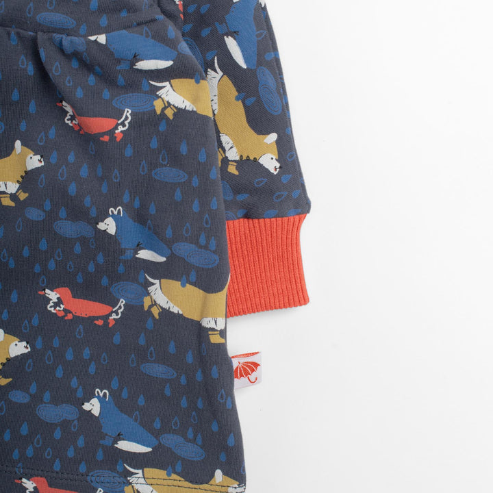 Warm cotton dress blue dogs, Kloe