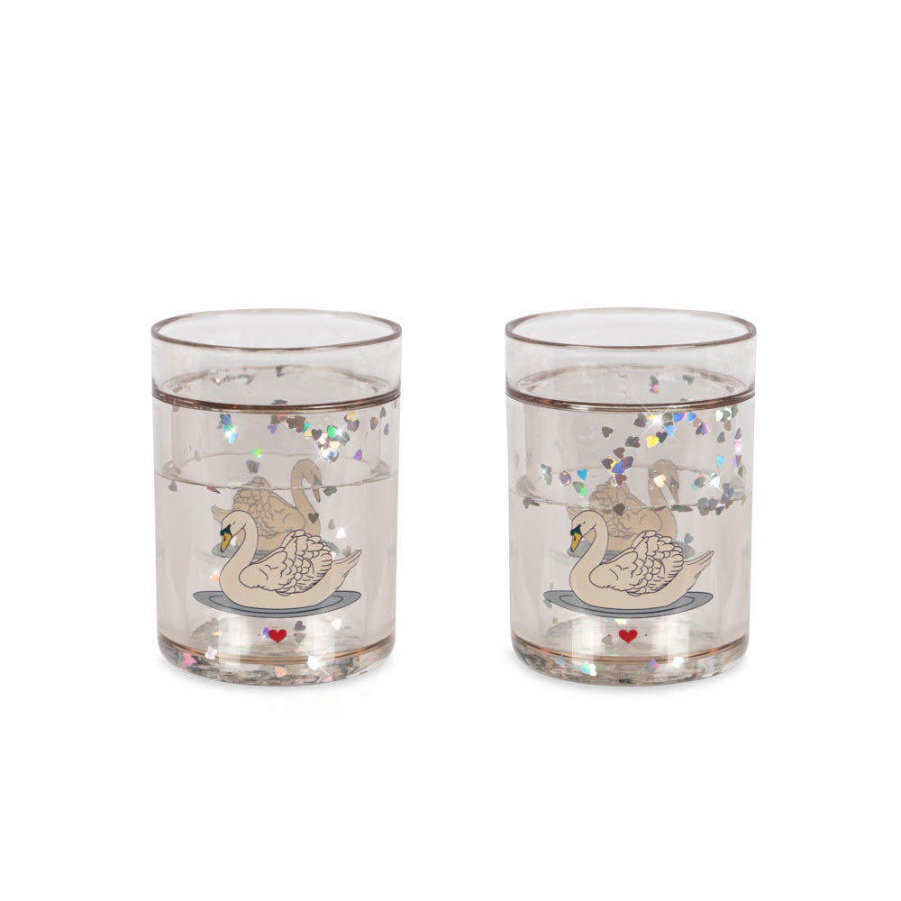 Bicchieri glitter cigno, 2pz | Konges Sløjd