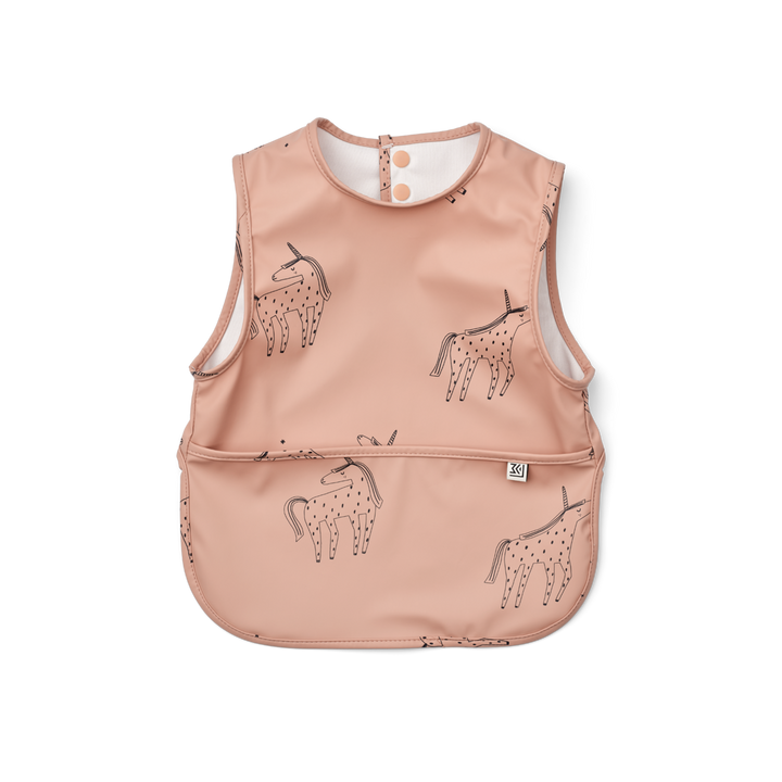 Bib with front pocket, Unicorns