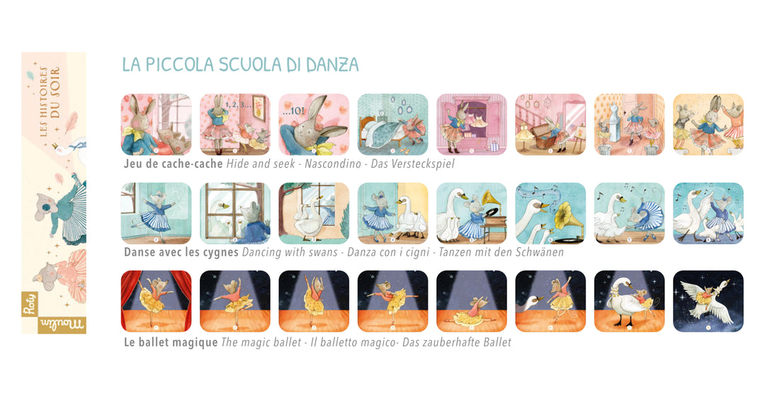 Scatola 3 dischi per lampada proietta storie, La piccola scuola di danza