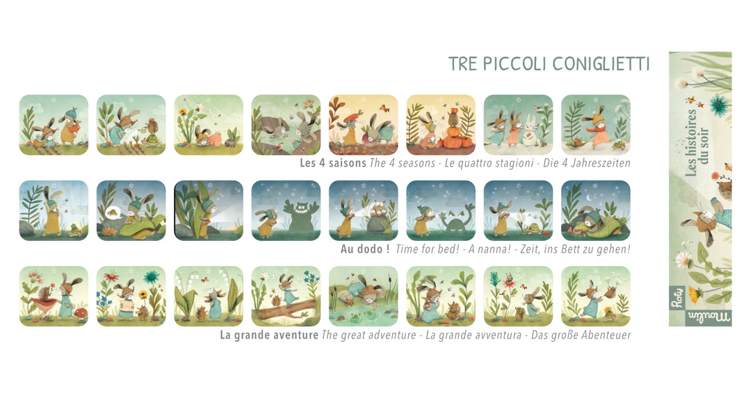Scatola 3 dischi per lampada proietta storie, Tre piccoli coniglietti
