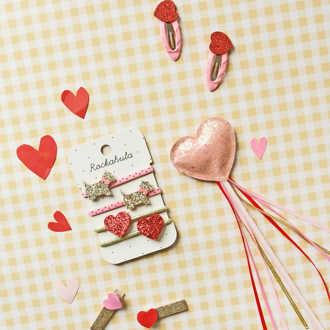 Red heart hair clips