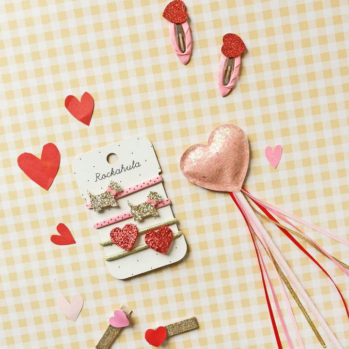 Red heart hair clips