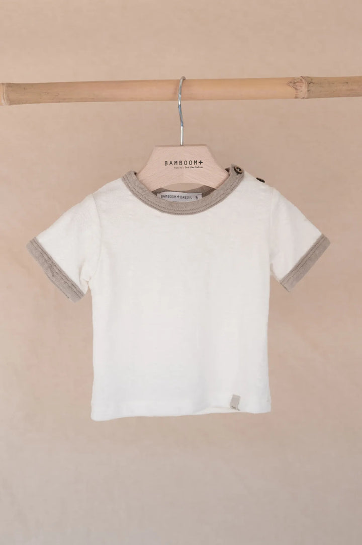 Maglietta bi-colore in bambù e cotone bio, Sabbia